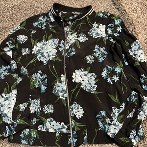 Miss Selfridge blue Floral Jacket full zip size 6 boho